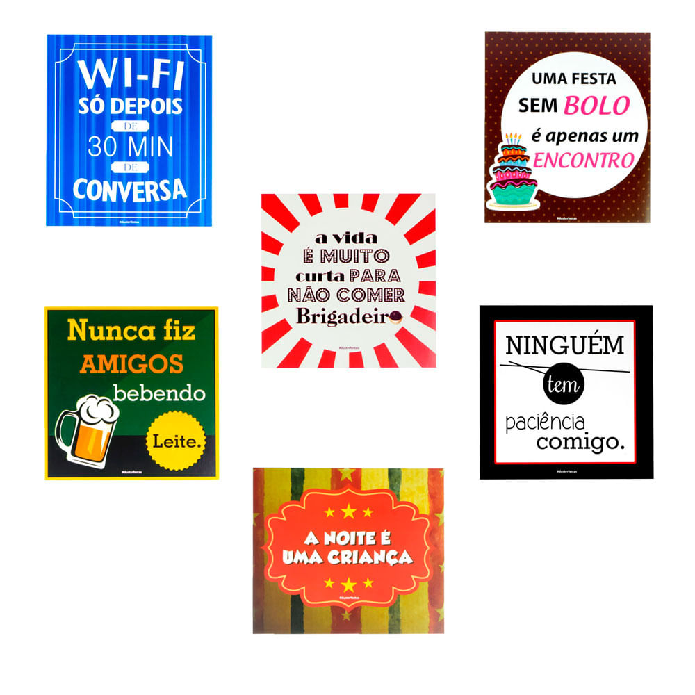 Plaquinhas Divertidas P Balada 3 C 11 Pe§as Central 25 Plaquinhas Divertidas Festa Nº30 Balada C 06 Pe§as