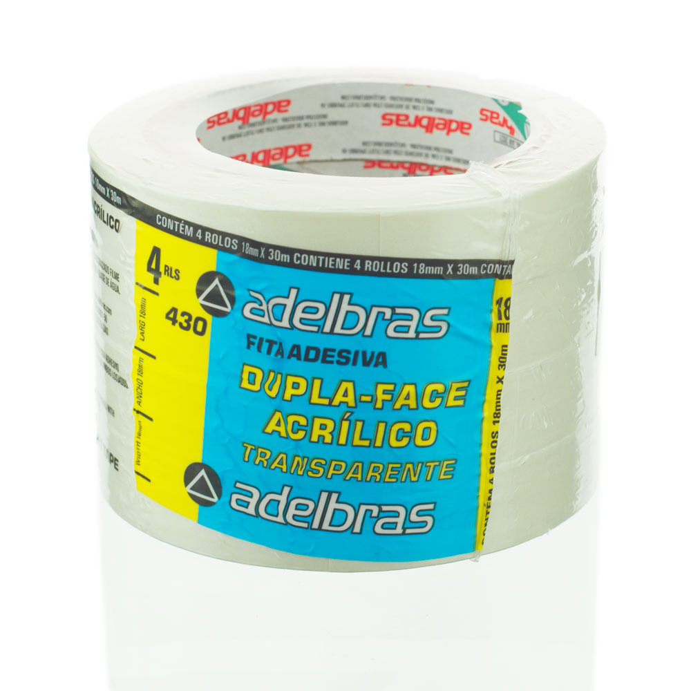 Fita Dupla Face Adelbras 18mm C30 Metros C4 Rolos Mundo 25 3865