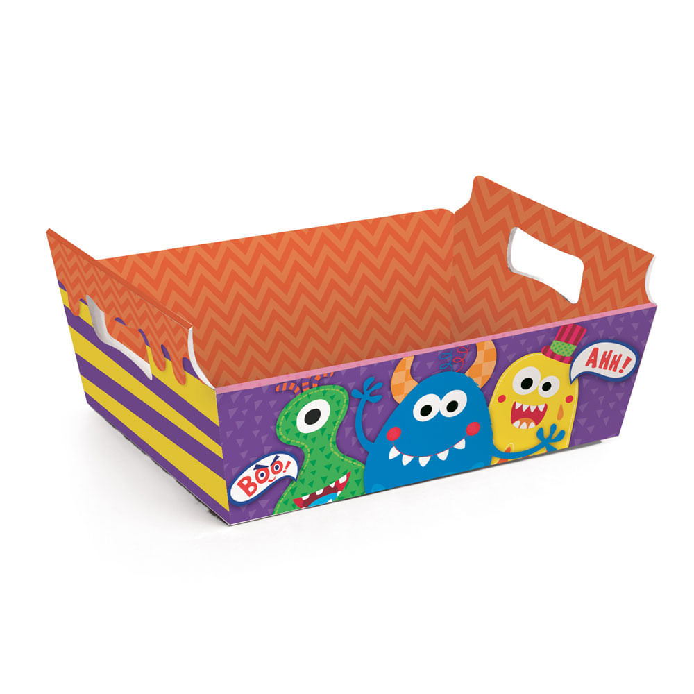 Cesta De Cartao Mini 10x07x04 Monstrinhos C/10 Unidades