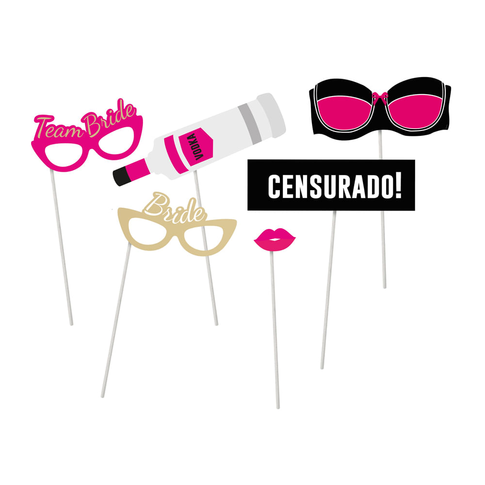 Plaquinhas Para Despedida De Solteira Plaquinhas Acessórios Cromus Despedida De Solteira C/8 Unidades - Mundo 25