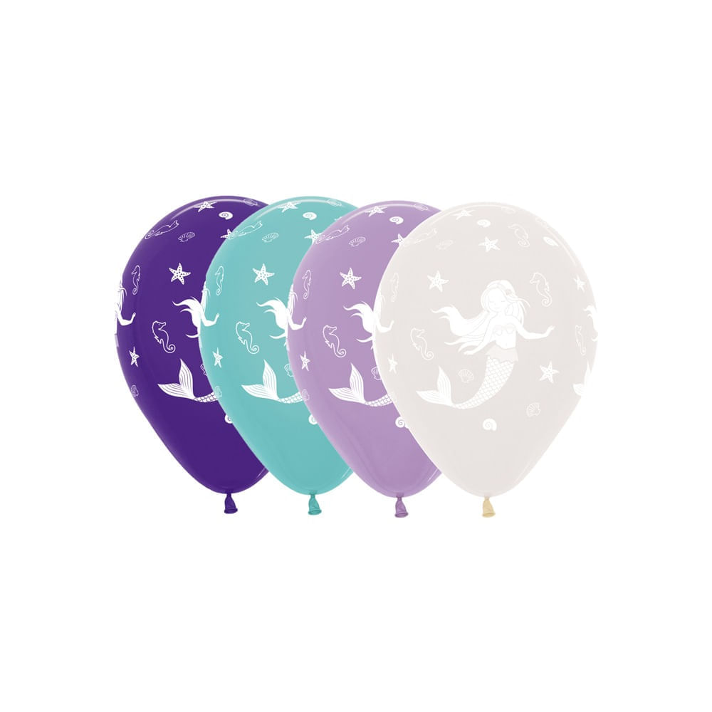 Balão Sereia R12 Fashion Colorido 12 Unid 39000462 Balloons