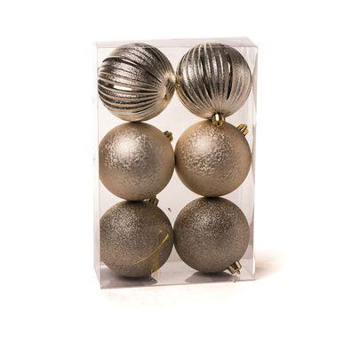 Kit C/6 Bolas Glitter/Texturizada/Listras C/10cm NUDE