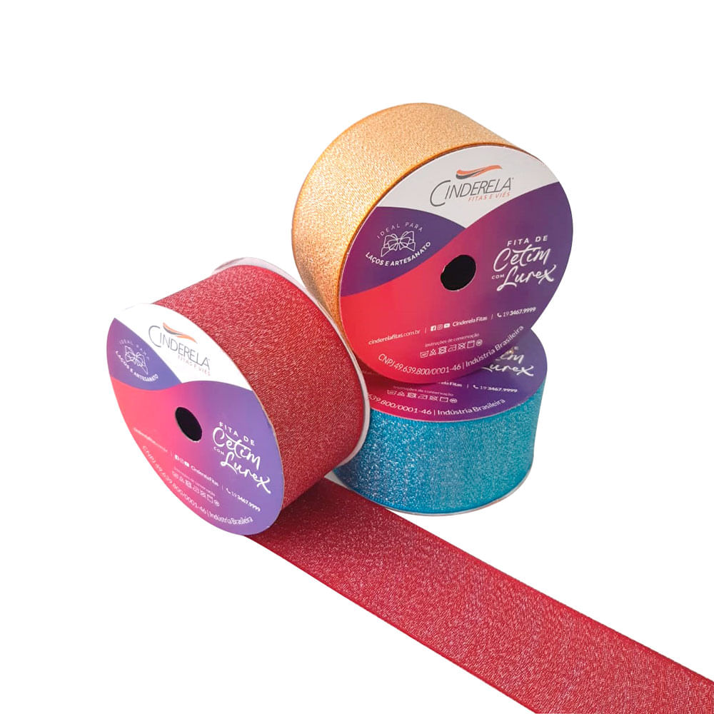 Fita De Cetim Com Lurex Cinderela 38mm C/10 Metros