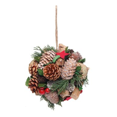 Bola Natal Decorativa Com Pinha/folhas/guizos 16cm 1205265 Ã?NICO Bola Natal Decorativa Com Pinha/folhas/guizos 16cm 1205265 Ã?NICO