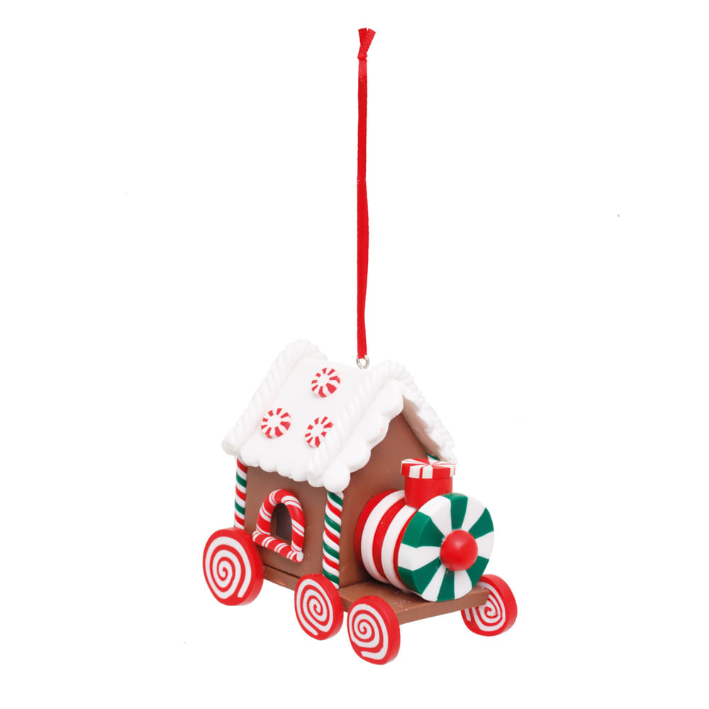 Enfeite de quebra-cabeça de Natal com moldura de trem de doces