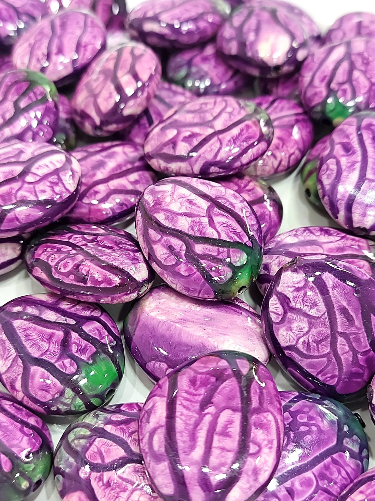 Miçanga Conta Resina D743 Roxo/verde 100g