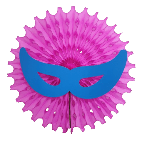 Leque Pop Mascara Para Carnaval Pink/azul 49cm