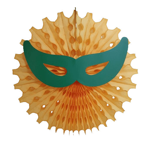 Leque Pop Mascara Para Carnaval Laranja/verde 49cm