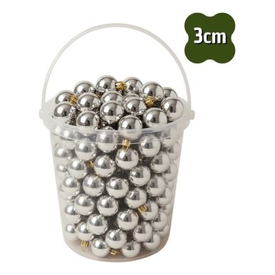 Kit 24 Bolas de Natal Lisa Brilhante Prata com 3cm Premium PRATA 3CM Kit 24 Bolas de Natal Lisa Brilhante Prata com 3cm Premium PRATA 3CM