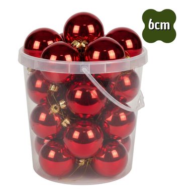 Kit 18 Bolas de Natal Lisa Brilhante Vermelha com 6cm Premium VERMELHA 6CM Kit 18 Bolas de Natal Lisa Brilhante Vermelha com 6cm Premium VERMELHA 6CM