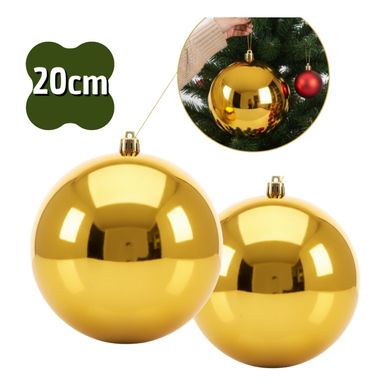 Kit 2 Bolas de Natal Lisa Brilhante Ouro com 20cm Premium OURO 20CM Kit 2 Bolas de Natal Lisa Brilhante Ouro com 20cm Premium OURO 20CM